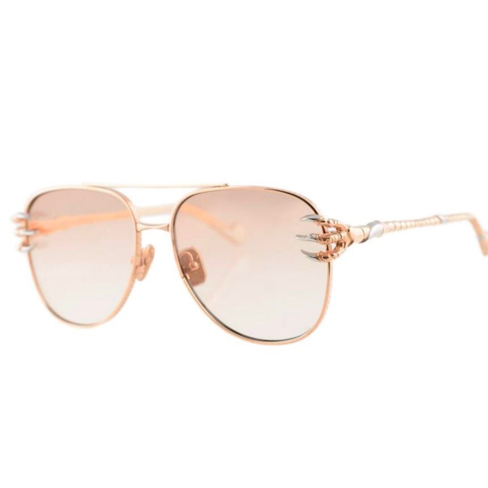 Used Anna Karin Karlsson Rose Gold/Gold Aviator Sunglasses Claw Voyage